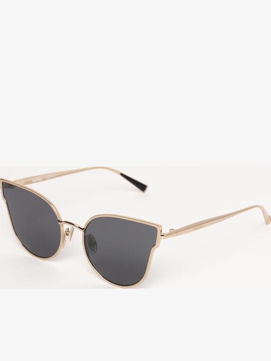 Max Mara Women's Sunglasses with Gold Metallic Frame and Black Lenses