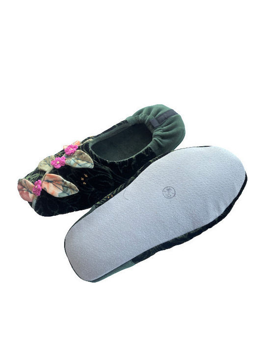 Closed Leather Women's Slippers Green