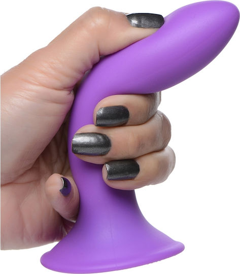 XR Squeeze It Flexible Silicone Dildo Реалистично дилдо Със смукателна чашка Purlple 11.7см