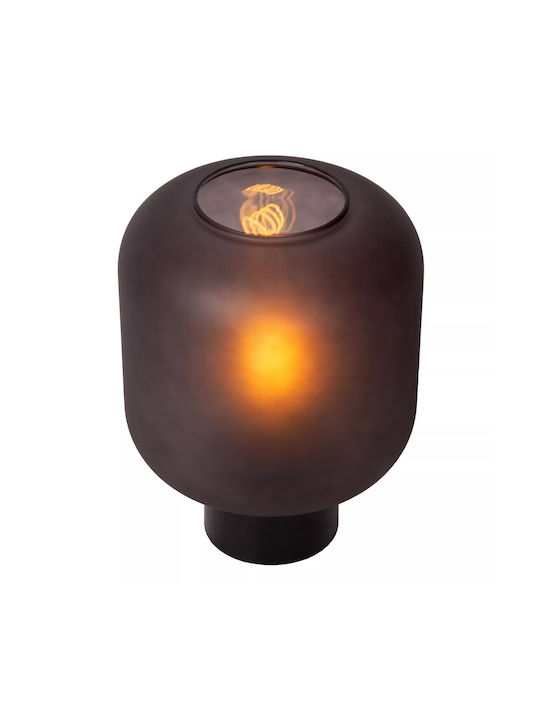 Lucide Lightning Glass Table Lamp for Socket E27 with Black Shade and Base