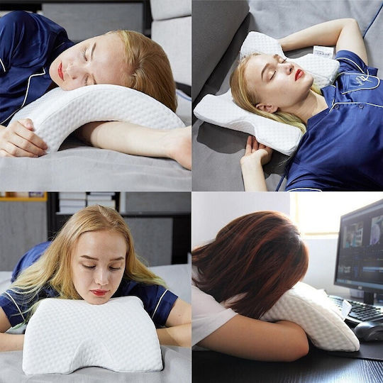 Neck Support Pillow with Memory Foam 33x31x12cm 81005MDP00WH-0345