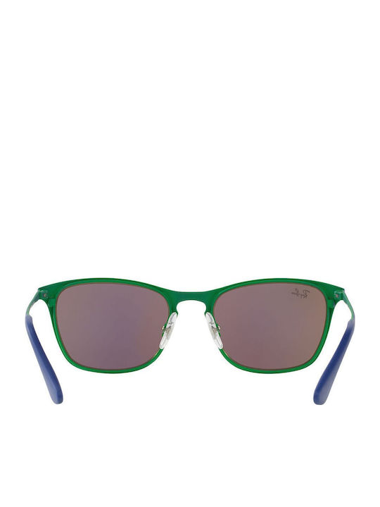 Ray Ban Ochelari De Soare Pentru Copii Rotunzi Cu Lentilă Oglindă Albastră