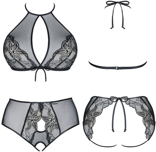 Demoniq Magnetic Mathilde Bra Set Sexy Dessous-Set Schwarz