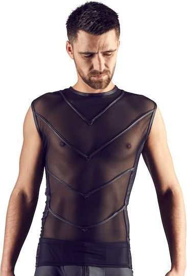 Svenjoyment Underwear Mesh Shirt with Wetlook Sexy Ανδρικό Top Μαύρο