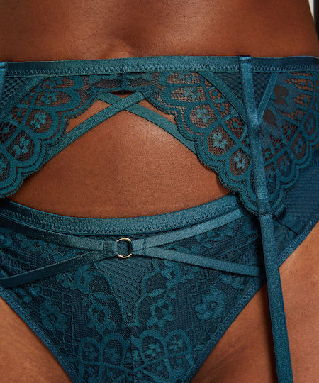 Hunkemöller Riri Ζαρτιέρες με Δαντέλα Πράσινες