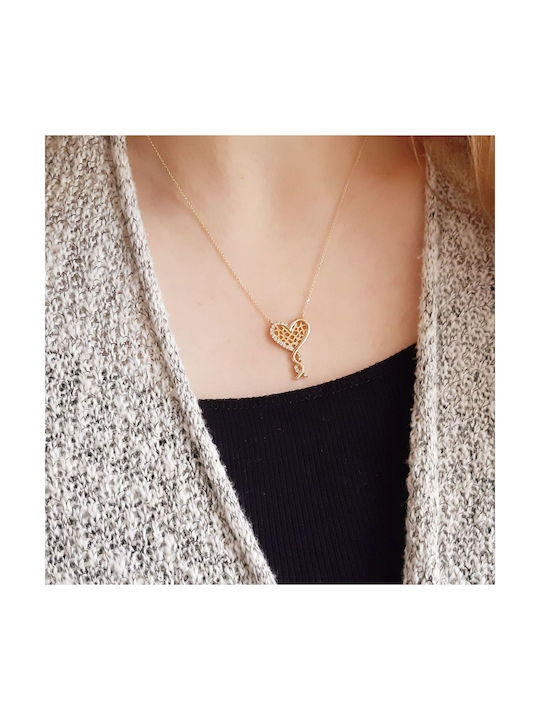 Necklace with design Heart from Gold 14K