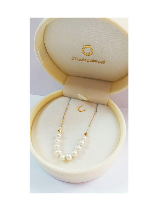 Xrisokosmima Necklace from Gold 14K with Pearls