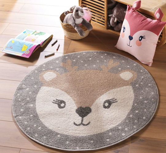 Douceur d'Intérieur Kinder Teppich Gray Rund mit Durchmesser 100cm