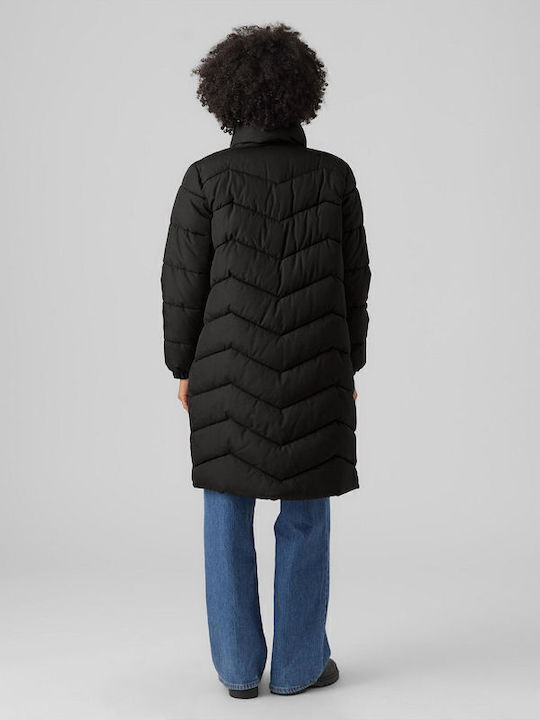 Kurz Damen Puffer Jacke für Winter Schwarz