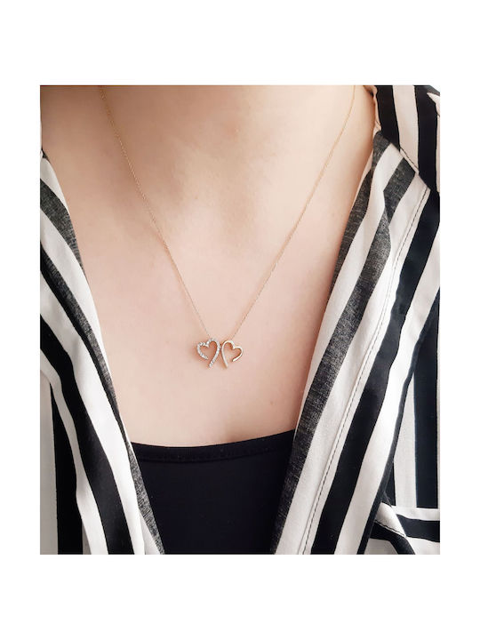 Necklace with design Heart from Rose Gold 14K