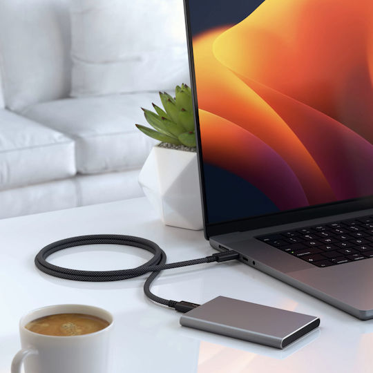 Satechi Плетена Thunderbolt 4 Кабел 240W Черен 1м (ST-YTB100K)