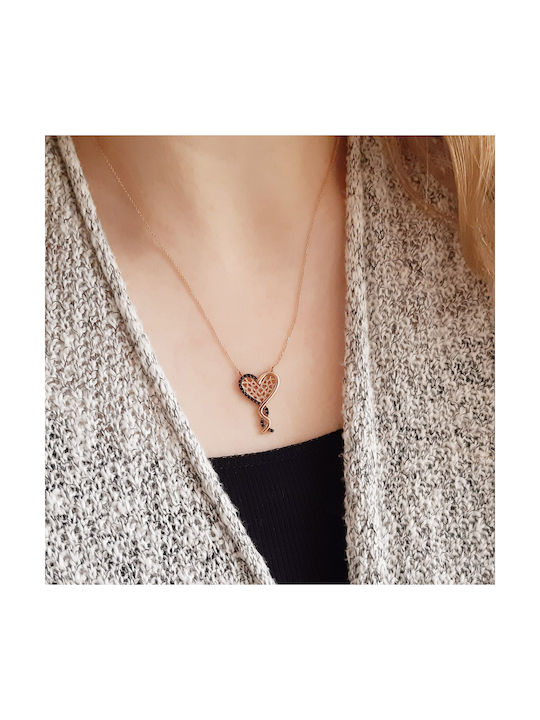 Necklace with design Heart from Rose Gold 14K