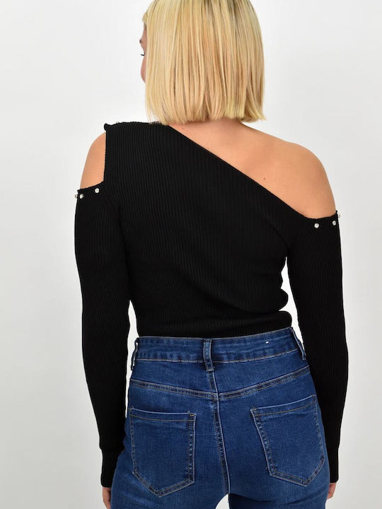 Potre Women's Blouse Off-Shoulder Long Sleeve Black