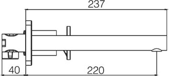 Excel Set Mischer & Auslauf für Wandmontage für für Waschbecken 1 Ausfahrt Silber