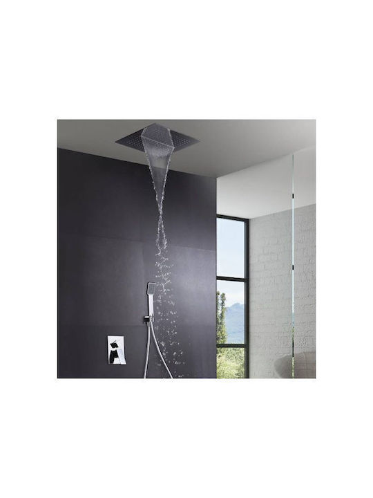 Excel Sierra Built-in Mixer, Hand Shower & Shower Head Set for Shower 3 Exits Silver