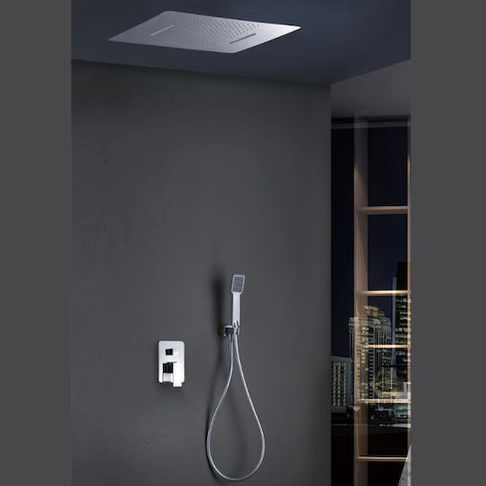Excel Set Mischer, Handbrause & Duschkopf für Wandmontage für Dusche 4 Ausgänge Silber