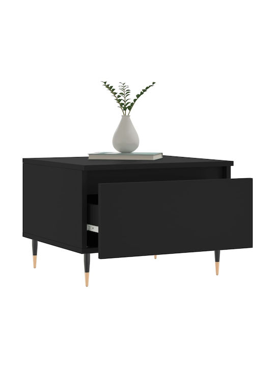 Rectangular Side Table Wooden with Drawers Black 2 Pieces M50xL46xH35cm