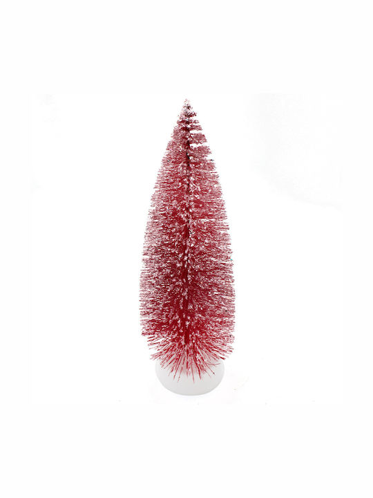 Christmas Decorative Snowy Illuminated Tree 27cm Battery Red