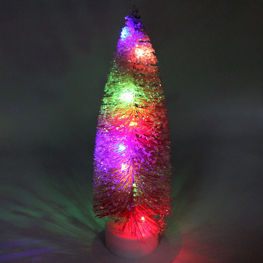 Christmas Decorative Snowy Illuminated Tree 27cm Battery Red