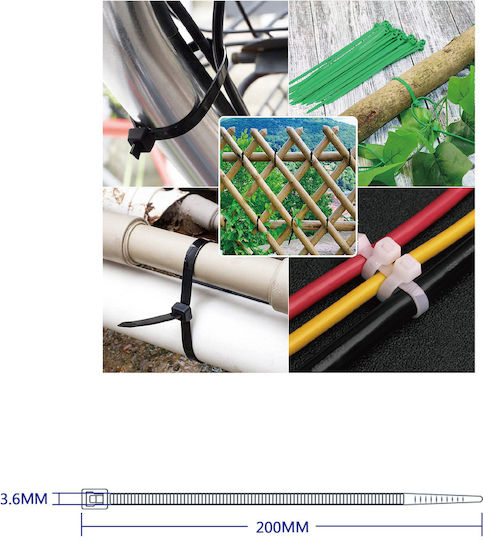 Tpster Δεματικά Καλωδίων Πλαστικά 200mmx3.6mm σε Λευκό χρώμα (100τμχ) (32537)
