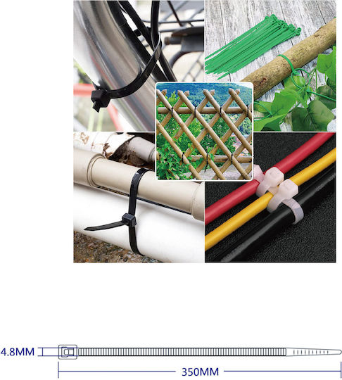 Tpster Δεματικά Καλωδίων Πλαστικά 350mmx4.8mm σε Μαύρο χρώμα (100τμχ) (32563)