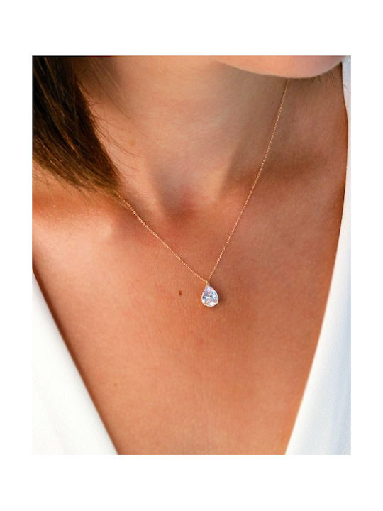 Petra necklace in 14K pink gold with cubic zirconia by SOLEDOR