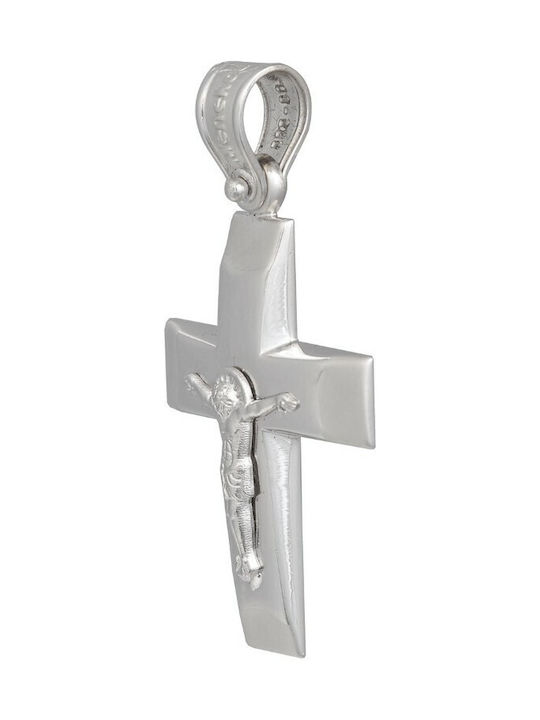 Baptismal cross in white gold male 14K, with crucifix. (ST001179)