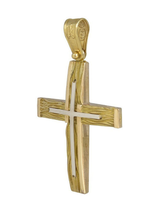 Baptismal cross in yellow and white gold 14K (ΣΤ001193)