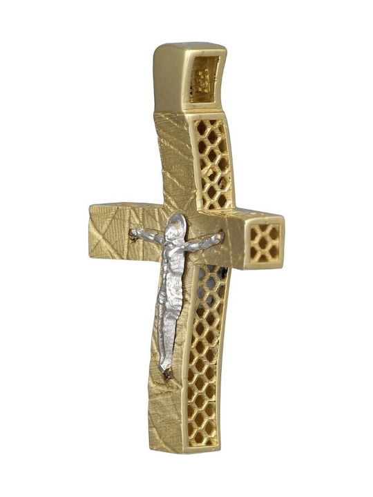 14K yellow and white gold male baptismal cross, with white gold cross (ST001160)* 1362Δ