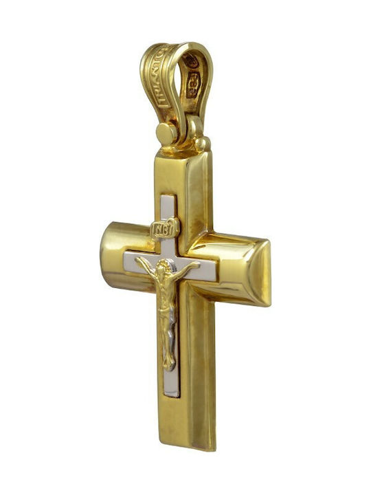 Taufkreuz aus Gelb- und Weißgold 14K (ΣΤ001135)*