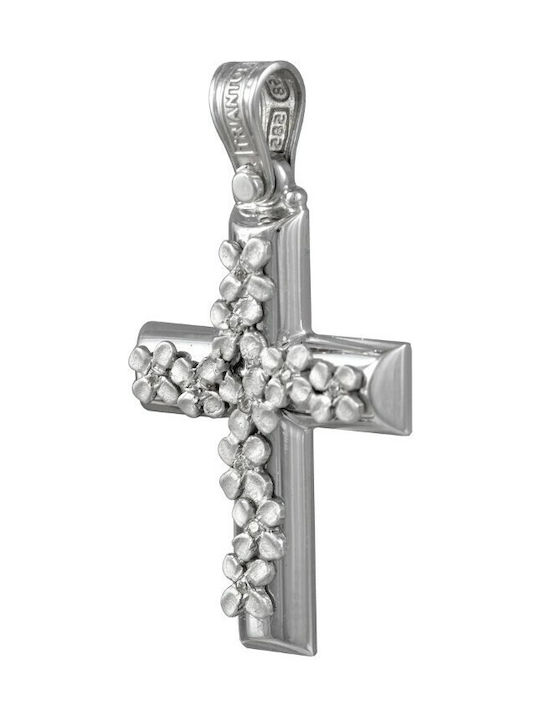 Baptismal cross in white gold 14K, with white cubic zirconia (ΣΤ001112)