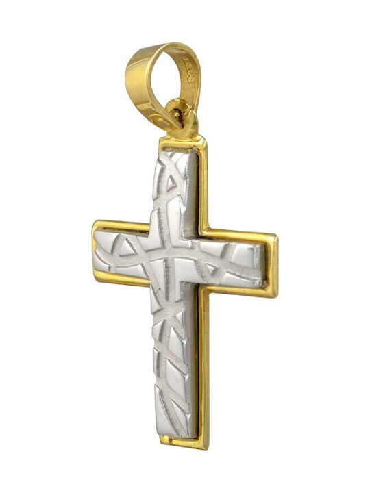 Baptismal cross in yellow and white gold 14K (ΣΤ001140)