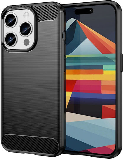 Techsuit 15 Pro Techsuit Carbon Umschlag Rückseite Silikon Schwarz (iPhone 15 Pro)