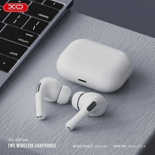 XO Q3 In-ear Bluetooth Handsfree Ακουστικά με Θήκη Φόρτισης Λευκά