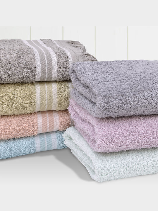 Lino Home Σετ Πετσέτες Μπάνιου 3τμχ Casia Grey Βάρους 450gr/m²