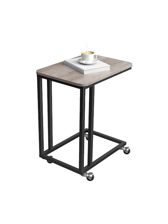 Rechteckiger Beistelltisch aus Metall mit Rädern Metall M50xB35xH62cm