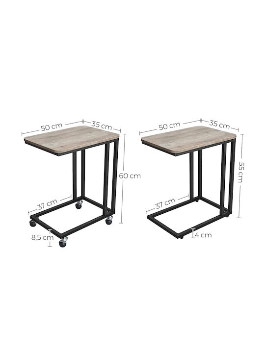 Rechteckiger Beistelltisch aus Metall mit Rädern Metall M50xB35xH62cm