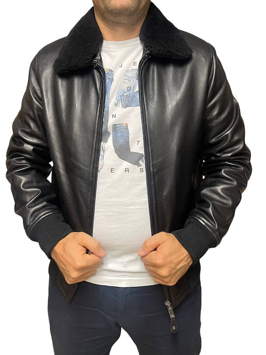 MARKOS LEATHER Men's Winter Leather Jacket Black