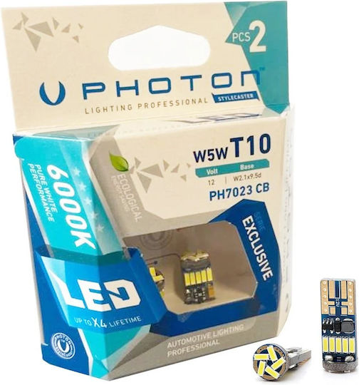 Photon Λάμπες Αυτοκινήτου T10 Canbus LED 6000K Ψυχρό Λευκό 12V 5W 2τμχ