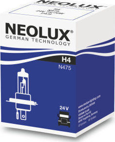 Neolux Lamps Car Standard H4 Halogen 3200K Warm White 24V 75W 1pcs