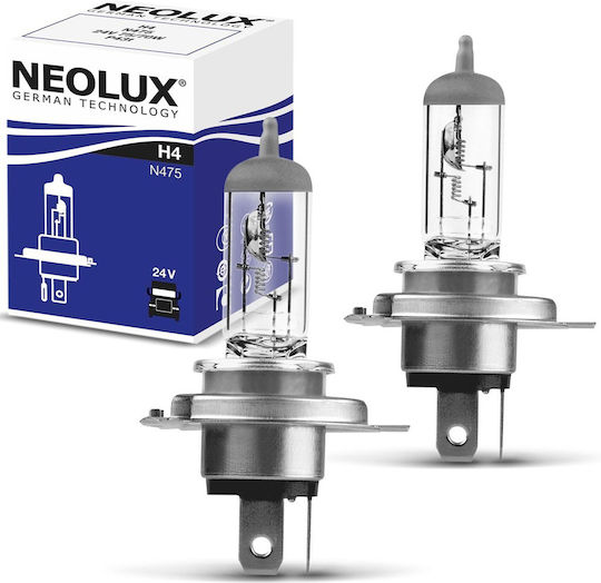 Neolux Lamps Car Standard H4 Halogen 3200K Warm White 24V 75W 1pcs