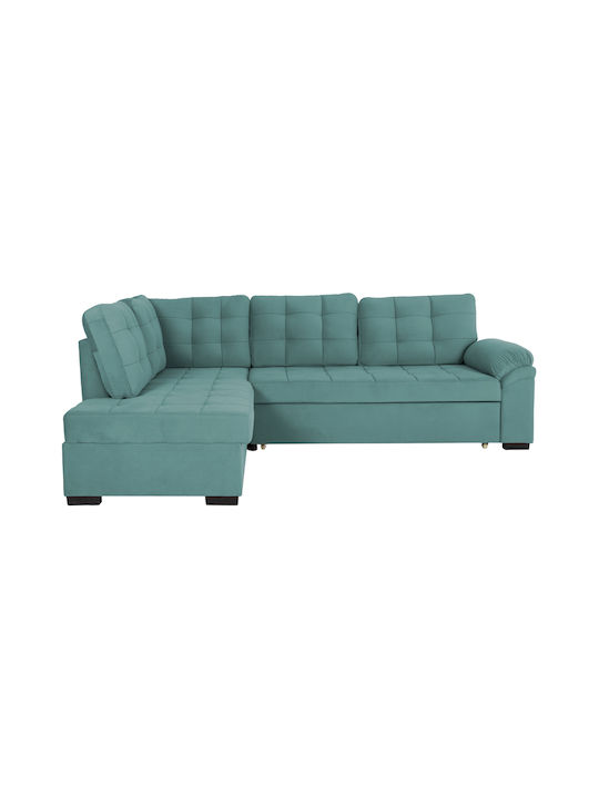 Jade Corner Couch Bed with Left Corner Velvet Green 250x180x88 cm