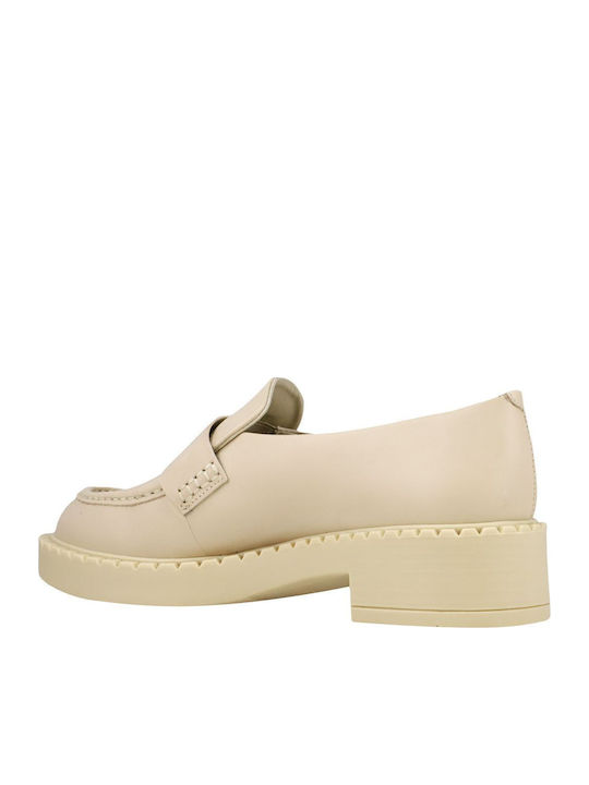 Δερμάτινα Γυναικεία Loafers σε Μπεζ Χρώμα