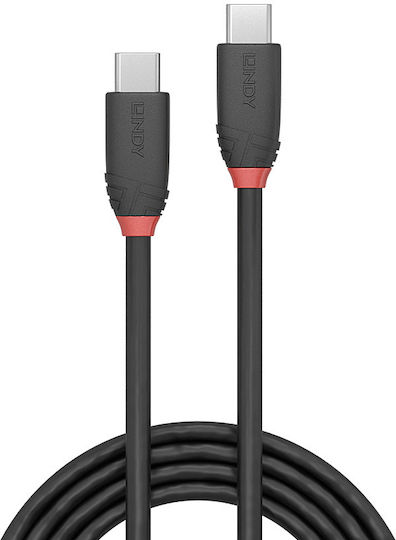 Lindy Black USB 3.1 Cable USB-C male - USB-C 60W PD Μαύρο 1m 36906
