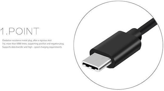 Blue Star Peston USB 2.0 Kabel USB Typ-C männlich - USB-A Schwarzes 1m