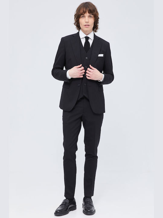 Aristoteli Bitsiani Men's Winter Suit Slim Fit Black