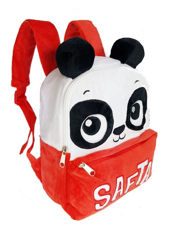 Safta Mochila Peluche Panda Σχολική Τσάντα Πλάτης Νηπιαγωγείου σε Κόκκινο χρώμα