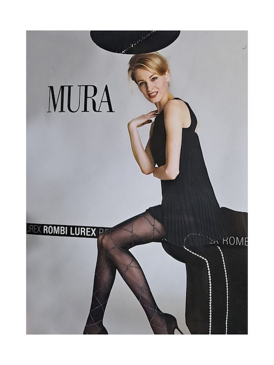 Mura Women's Pantyhose 50 Den Black with Print