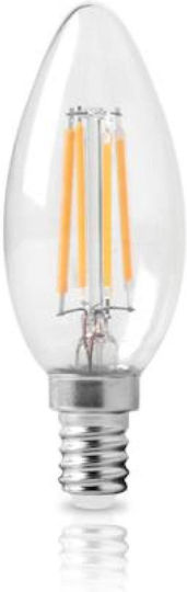 Fos me Λάμπα LED 6W για Ντουί E14 και Σχήμα C35 Φυσικό Λευκό 520lm