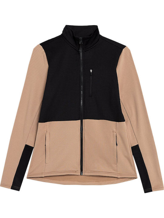 Fleece Γυναικεία Ζακέτα με Φερμουάρ σε Μαύρο Χρώμα